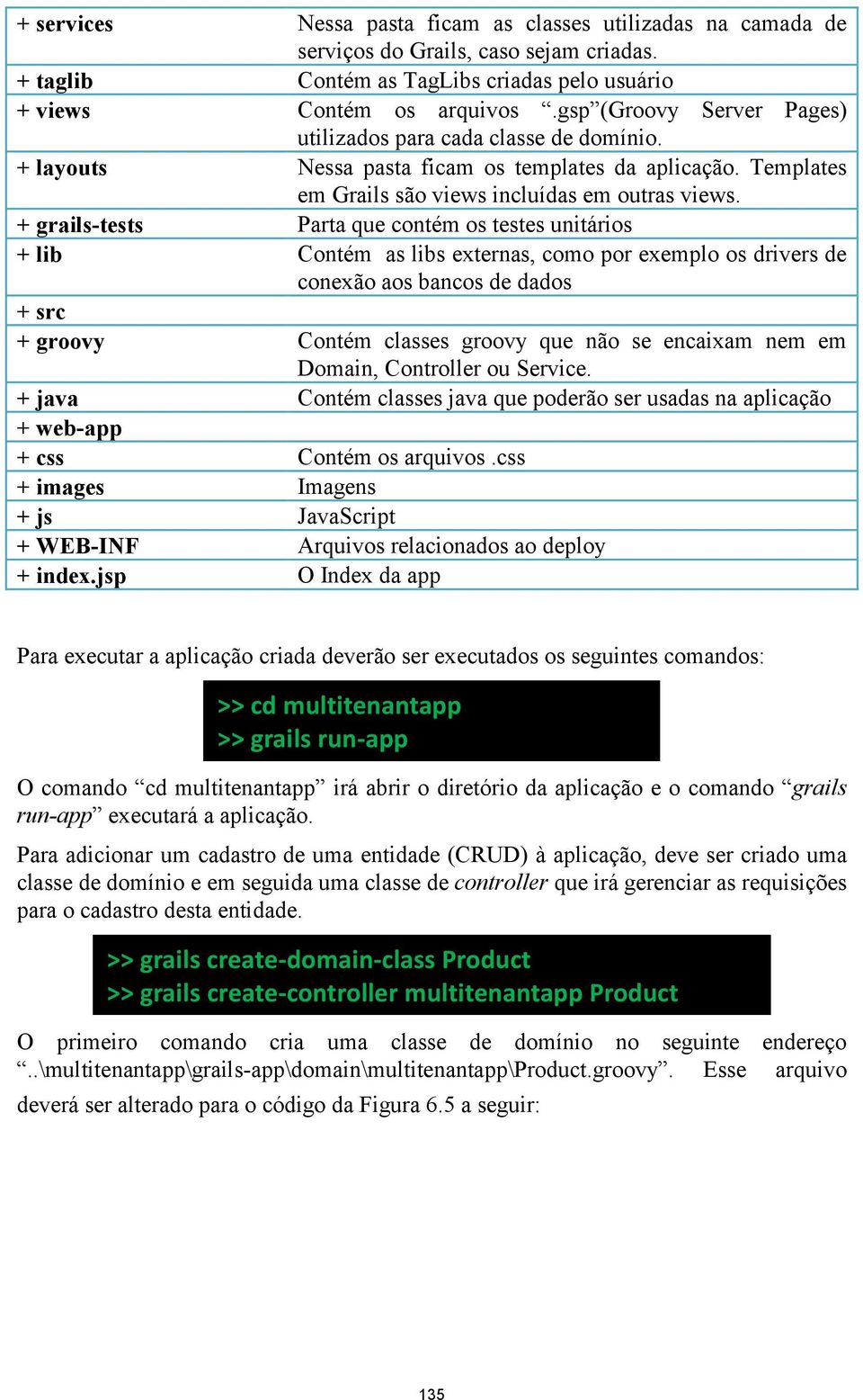 + grails-tests Parta que contém os testes unitários + lib Contém as libs externas, como por exemplo os drivers de conexão aos bancos de dados + src + groovy Contém classes groovy que não se encaixam