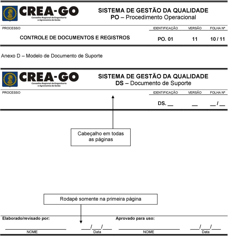 GESTÃO DA QUALIDADE DS Documento de Suporte DS.