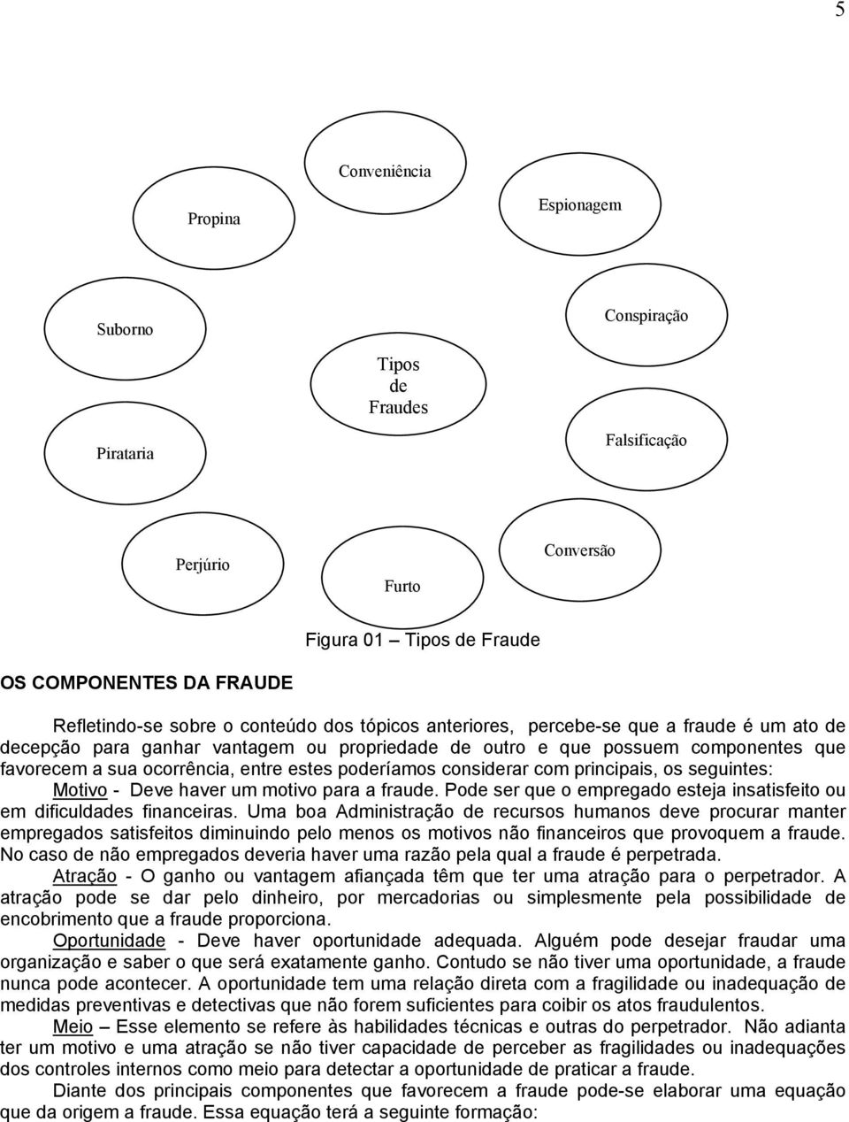 poderíamos considerar com principais, os seguintes: Motivo - Deve haver um motivo para a fraude. Pode ser que o empregado esteja insatisfeito ou em dificuldades financeiras.