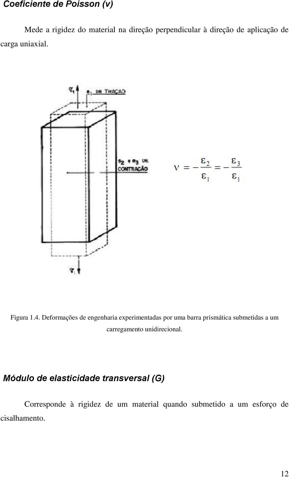 Deformações de engenharia experimentadas por uma barra prismática submetidas a um