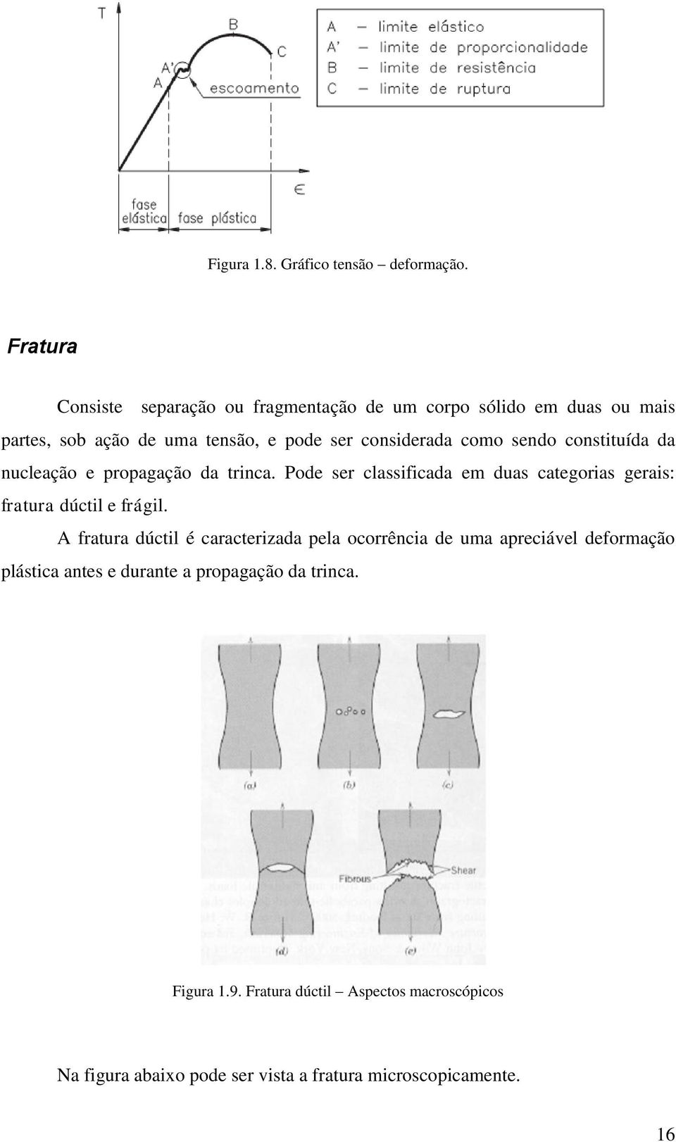 como sendo constituída da nucleação e propagação da trinca. Pode ser classificada em duas categorias gerais: fratura dúctil e frágil.