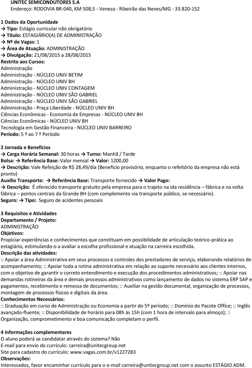 Liberdade - NÚCLEO UNIV BH Ciências Econômicas - Economia de Empresas - NÚCLEO UNIV BH Ciências Econômicas - NÚCLEO UNIV BH - NÚCLEO UNIV BARREIRO Período: 5 º ao 7 º Período Carga Horária Semanal: