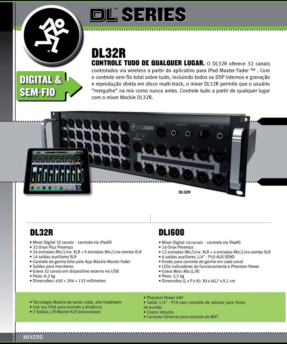 Controle tudo a partir de qualquer lugar com o mixer Mackie DL32R.