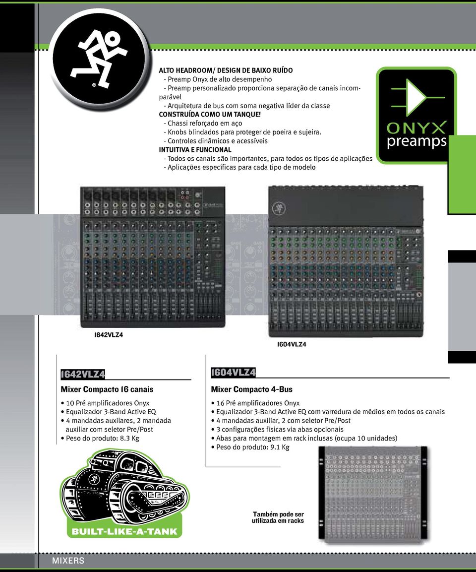 - Controles dinâmicos e acessíveis INTUITIVA E FUNCIONAL - Todos os canais são importantes, para todos os tipos de aplicações - Aplicações específicas para cada tipo de modelo 1642VLZ4 1604VLZ4