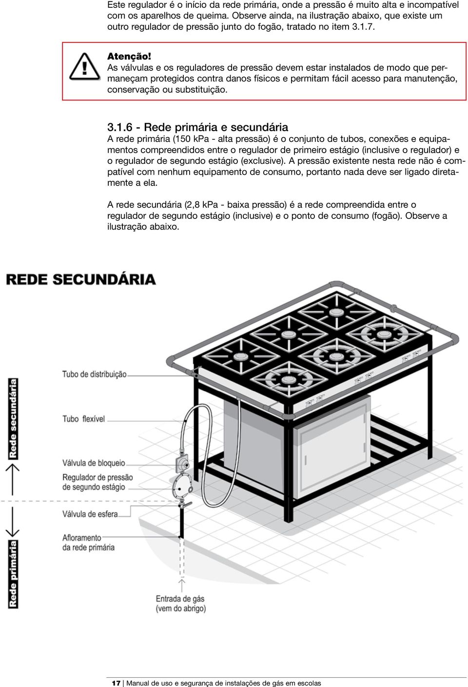 As válvulas e os reguladores de pressão devem estar instalados de modo que permaneçam protegidos contra danos físicos e permitam fácil acesso para manutenção, conservação ou substituição. 3.1.