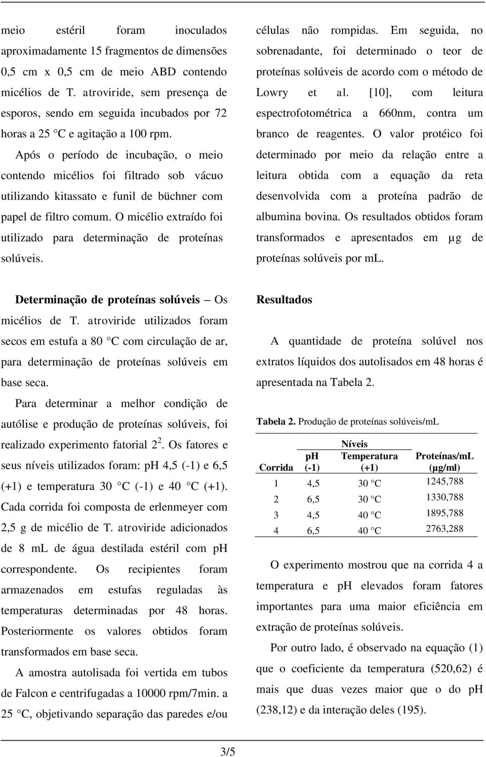 Após o período de incubação, o meio contendo micélios foi filtrado sob vácuo utilizando kitassato e funil de büchner com papel de filtro comum.