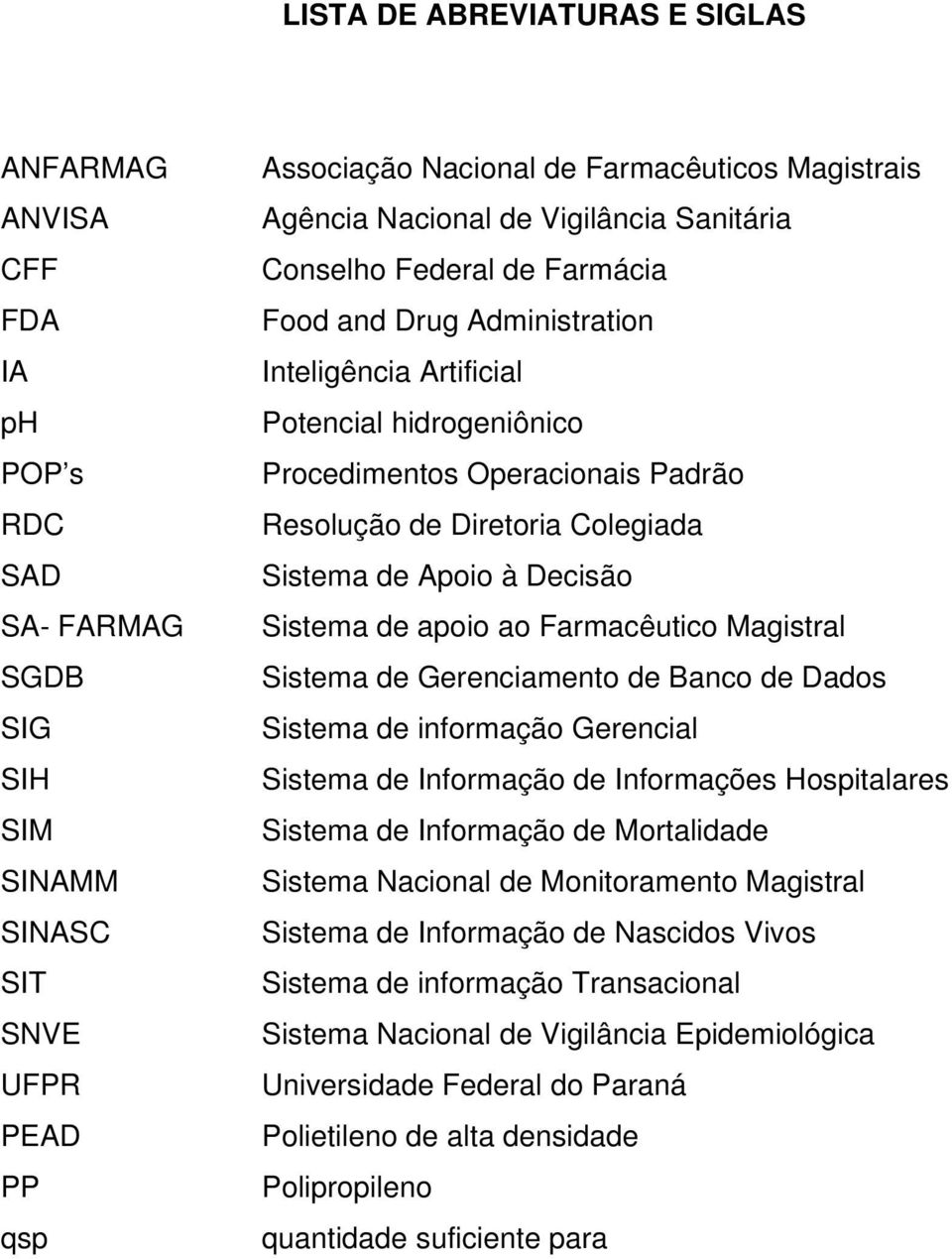 Colegiada Sistema de Apoio à Decisão Sistema de apoio ao Farmacêutico Magistral Sistema de Gerenciamento de Banco de Dados Sistema de informação Gerencial Sistema de Informação de Informações