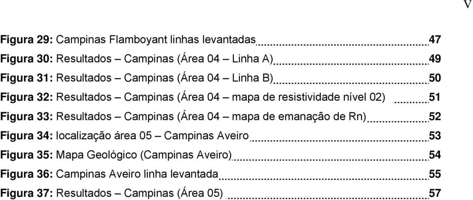 Figura 33: Resultados Campinas (Área 04 mapa de emanação de Rn) 52 Figura 34: localização área 05 Campinas Aveiro 53