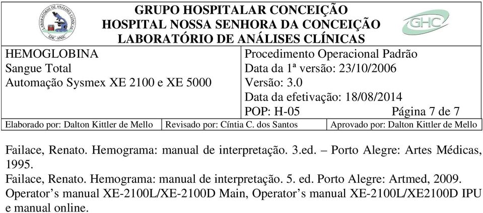Hemograma: manual de interpretação. 5. ed. Porto Alegre: Artmed, 2009.