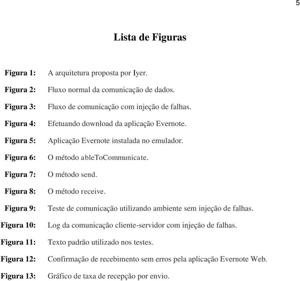 Aplicação Evernote instalada no emulador. O método abletocommunicate. O método send. O método receive. Teste de comunicação utilizando ambiente sem injeção de falhas.