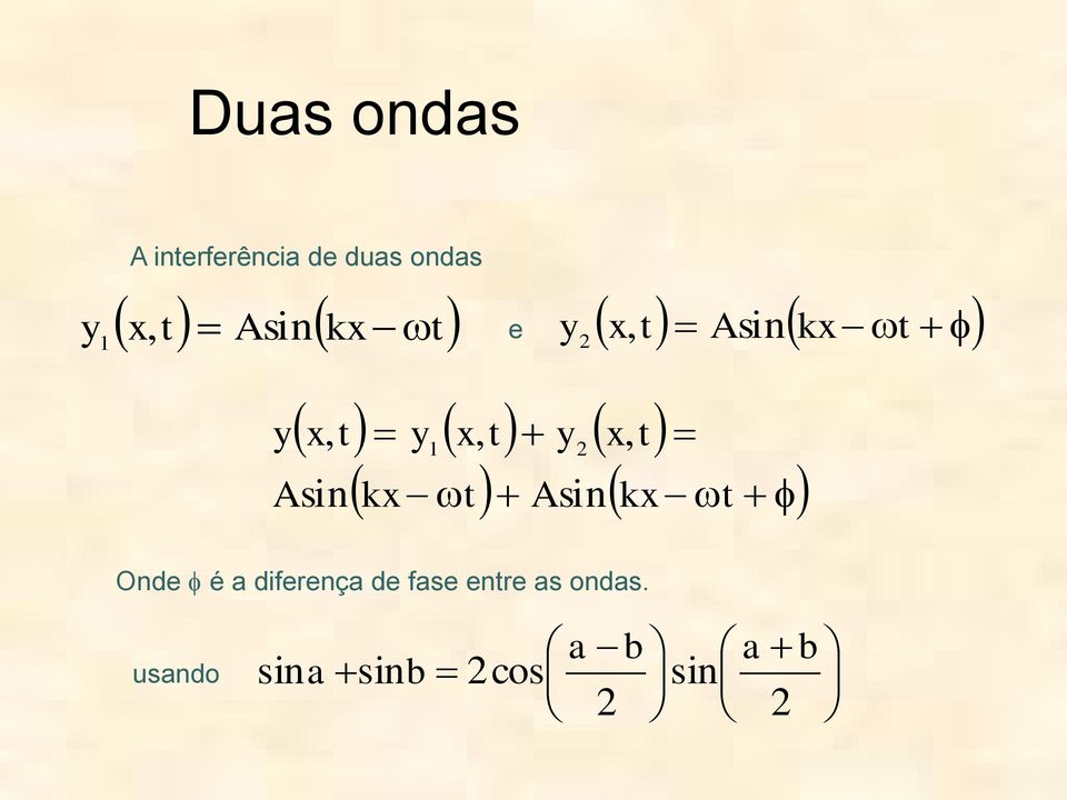 x, t 1 2 sinkx t Asinkx t Onde é a diferença de