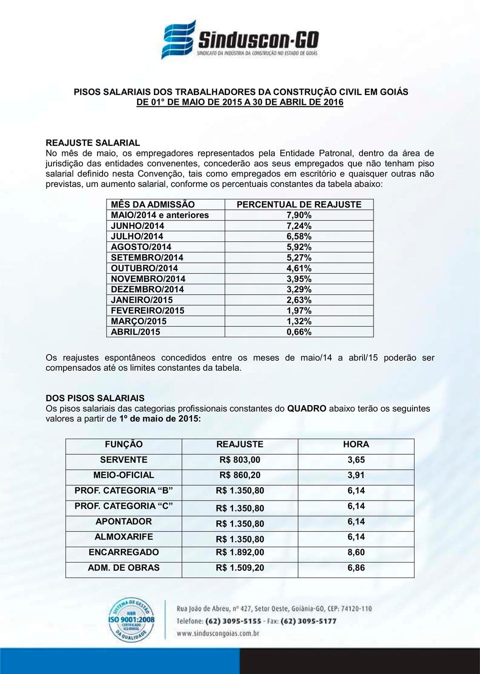 tabela abaixo: MAIO/2014 e anteriores 7,90% JUNHO/2014 7,24% JULHO/2014 6,58% AGOSTO/2014 5,92% SETEMBRO/2014 5,27% OUTUBRO/2014 4,61% NOVEMBRO/2014 3,95% DEZEMBRO/2014 3,29% JANEIRO/2015 2,63%