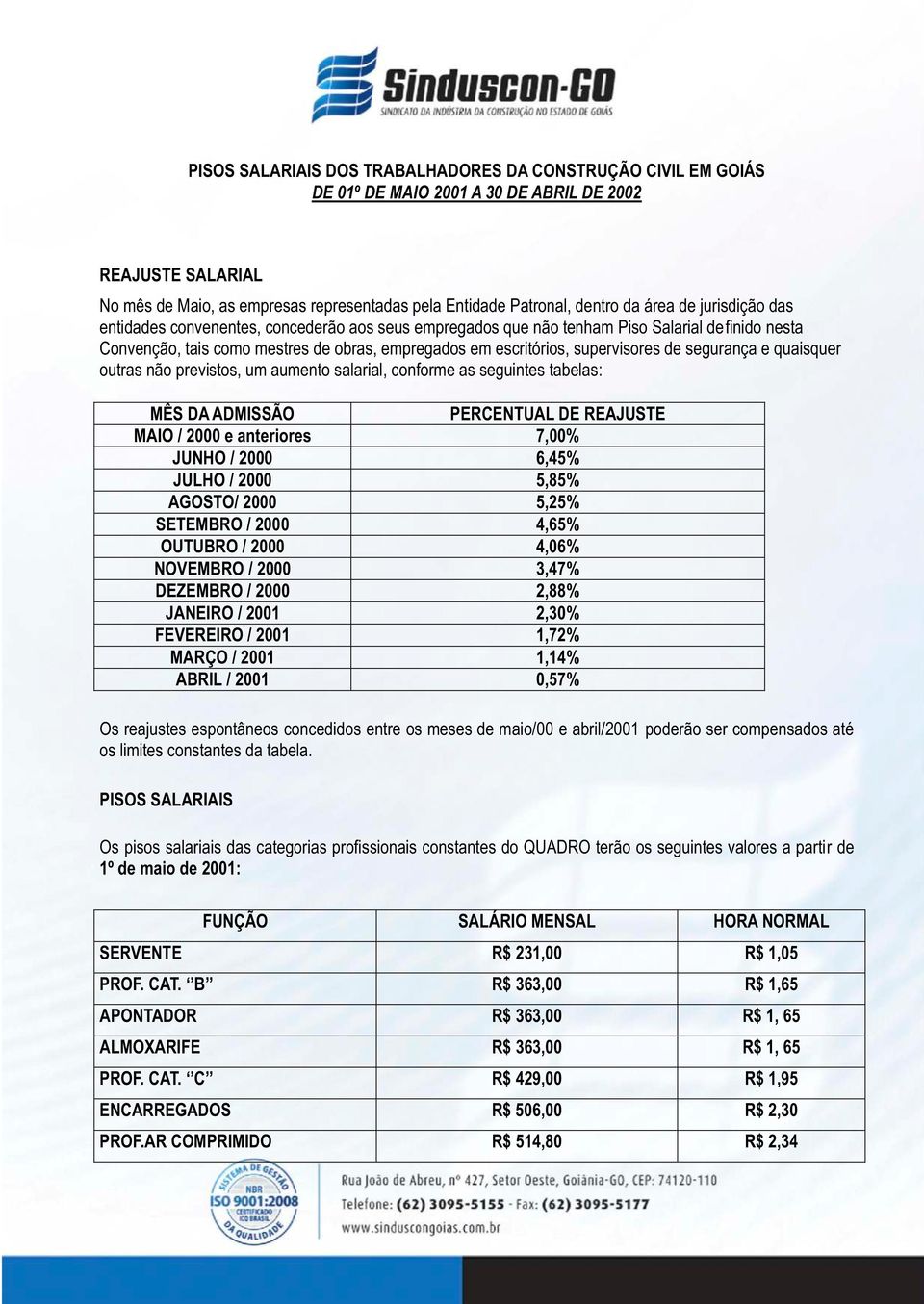 seguintes tabelas: MAIO / 2000 e anteriores 7,00% JUNHO / 2000 6,45% JULHO / 2000 5,85% AGOSTO/ 2000 5,25% SETEMBRO / 2000 4,65% OUTUBRO / 2000 4,06% NOVEMBRO / 2000 3,47% DEZEMBRO / 2000 2,88%