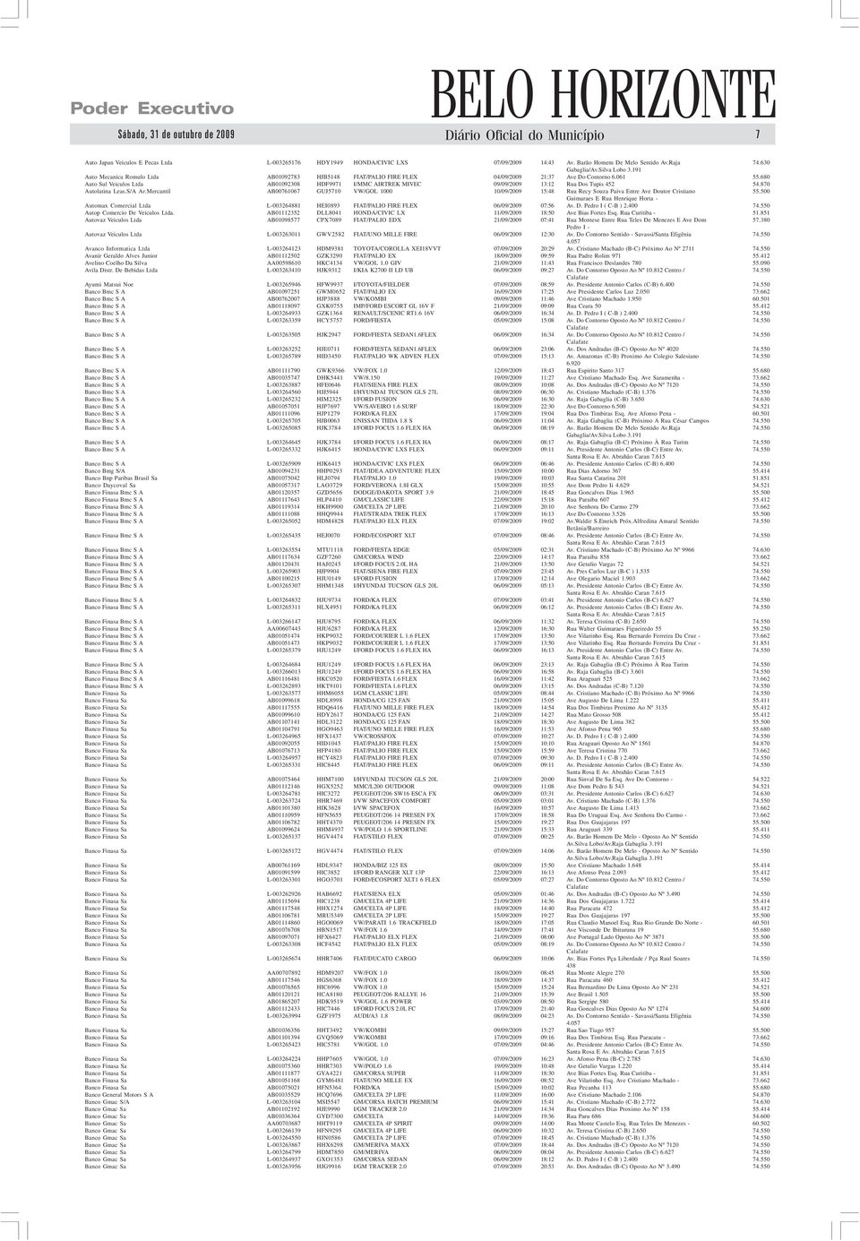 680 Auto Sul Veiculos Ltda AB01092308 HDF9971 I/MMC AIRTREK MIVEC 09/09/2009 13:12 Rua Dos Tupis 452 54.870 Autolatina Leas.S/A Ar.