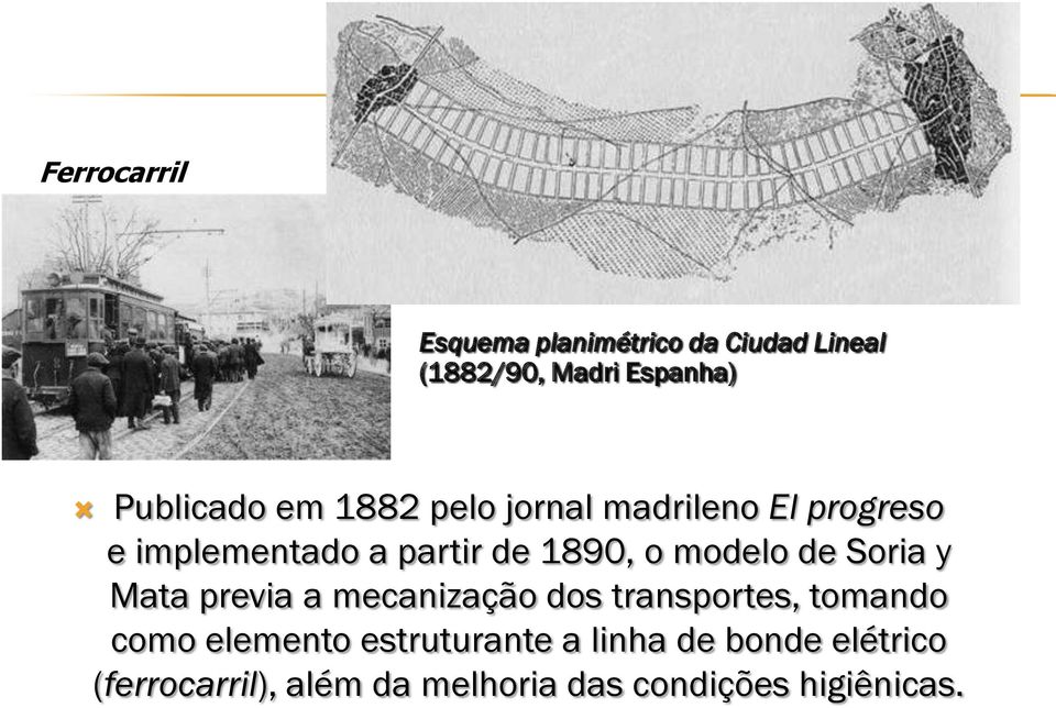 de Soria y Mata previa a mecanização dos transportes, tomando como elemento