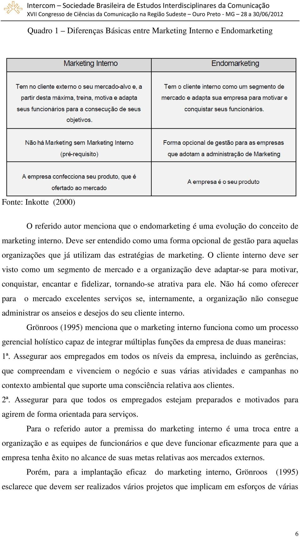 O cliente interno deve ser visto como um segmento de mercado e a organização deve adaptar-se para motivar, conquistar, encantar e fidelizar, tornando-se atrativa para ele.