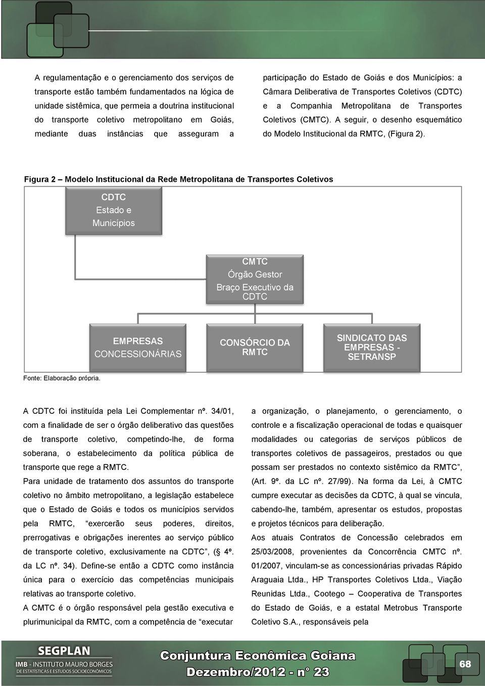 Coletivos (CMTC). A seguir, o desenho esquemático do Modelo Institucional da RMTC, (Figura 2).