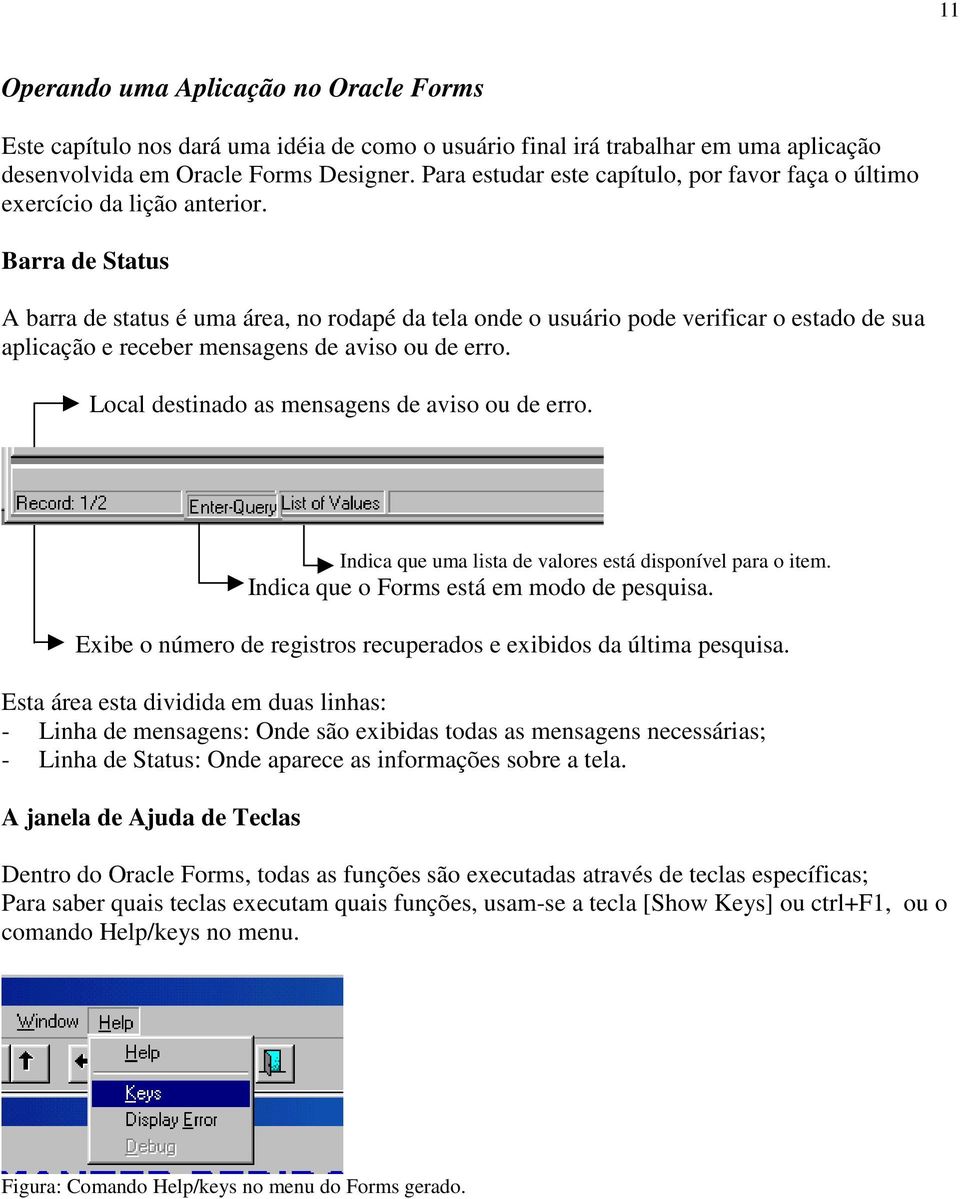 Barra de Status A barra de status é uma área, no rodapé da tela onde o usuário pode verificar o estado de sua aplicação e receber mensagens de aviso ou de erro.