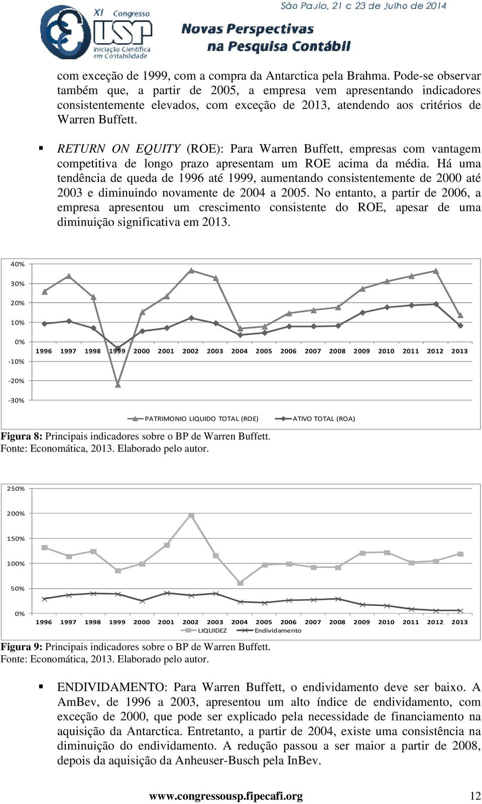 RETURN ON EQUITY (ROE): Para Warren Buffett, empresas com vantagem competitiva de longo prazo apresentam um ROE acima da média.