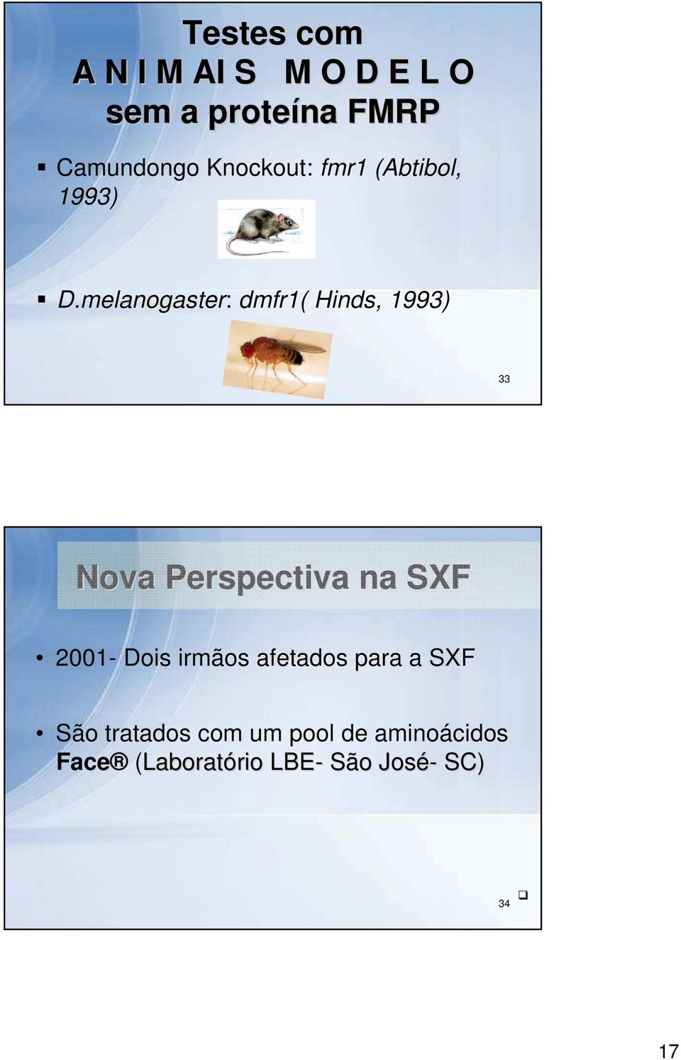 melanogaster: dmfr1( Hinds, 1993) 33 Nova Perspectiva na SXF 2001- Dois
