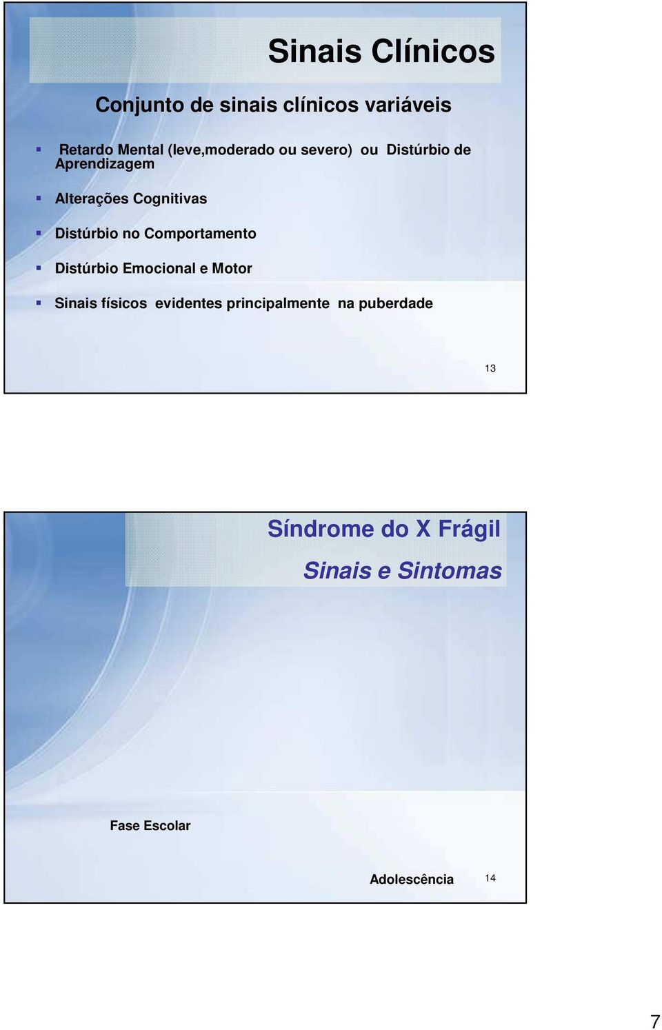 Distúrbio no Comportamento Distúrbio Emocional e Motor Sinais físicos evidentes