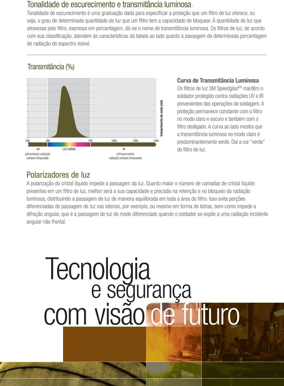 Os fi ltros de luz, de acordo com sua classifi cação, atendem às características da tabela ao lado quanto à passagem de determinada porcentagem de radiação do espectro visível.