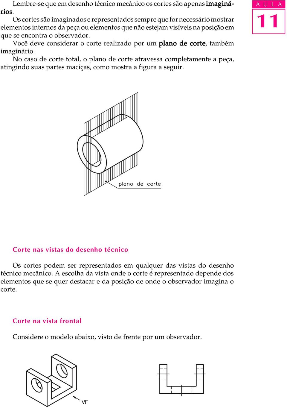 Você deve considerar o corte realizado por um plano de corte, também imaginário.