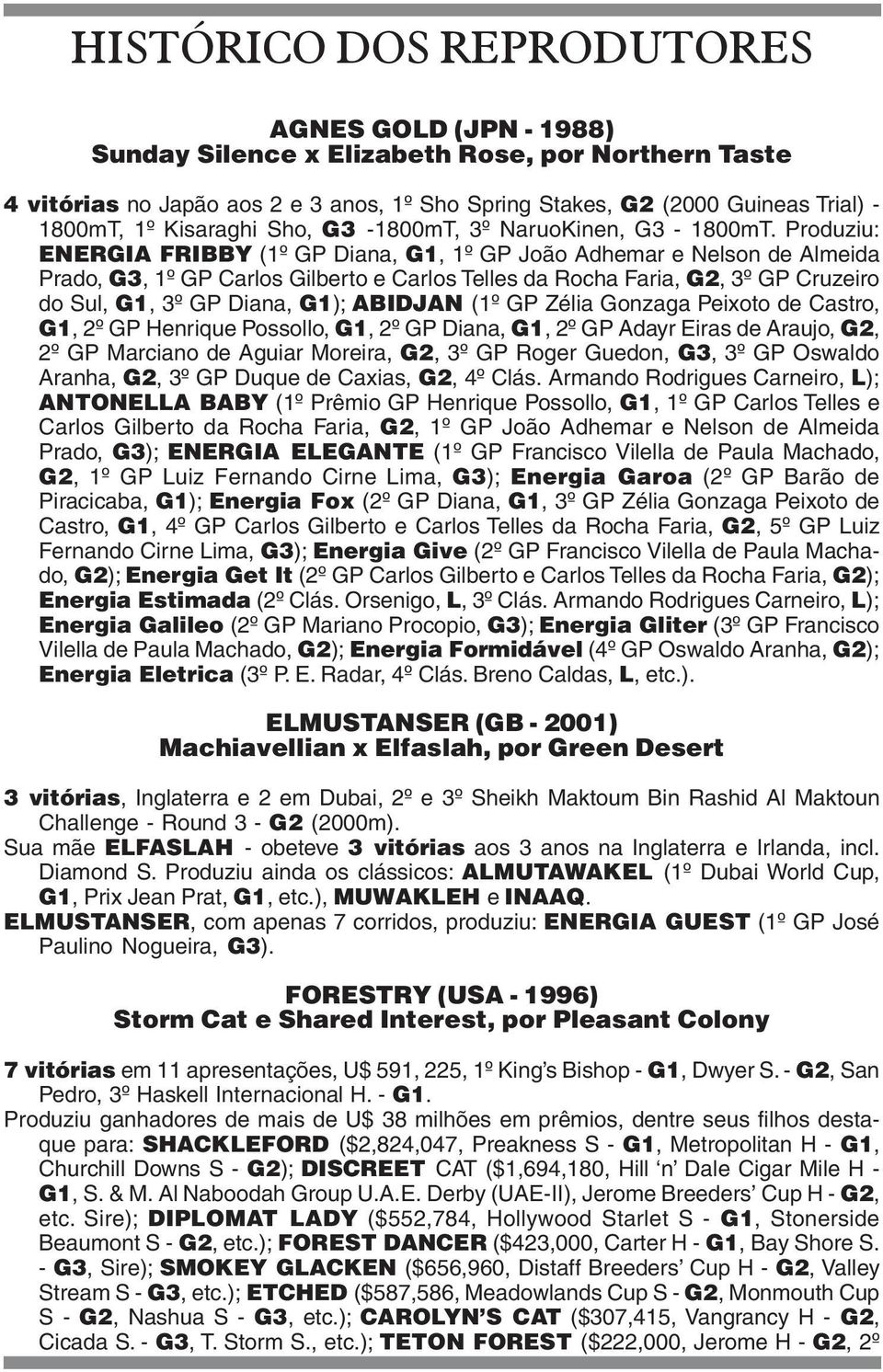 Produziu: ENERGIA FRIBBY (1º GP Diana, G1, 1º GP João Adhemar e Nelson de Almeida Prado, G3, 1º GP Carlos Gilberto e Carlos Telles da Rocha Faria, G2, 3º GP Cruzeiro do Sul, G1, 3º GP Diana, G1);