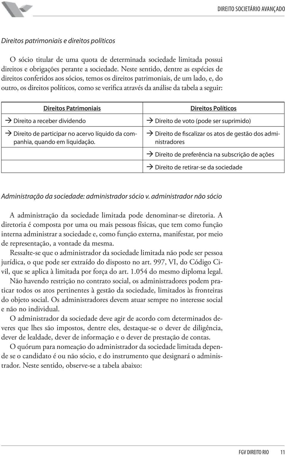 seguir: Direitos Patrimoniais Direito a receber dividendo Direito de participar no acervo líquido da companhia, quando em liquidação.