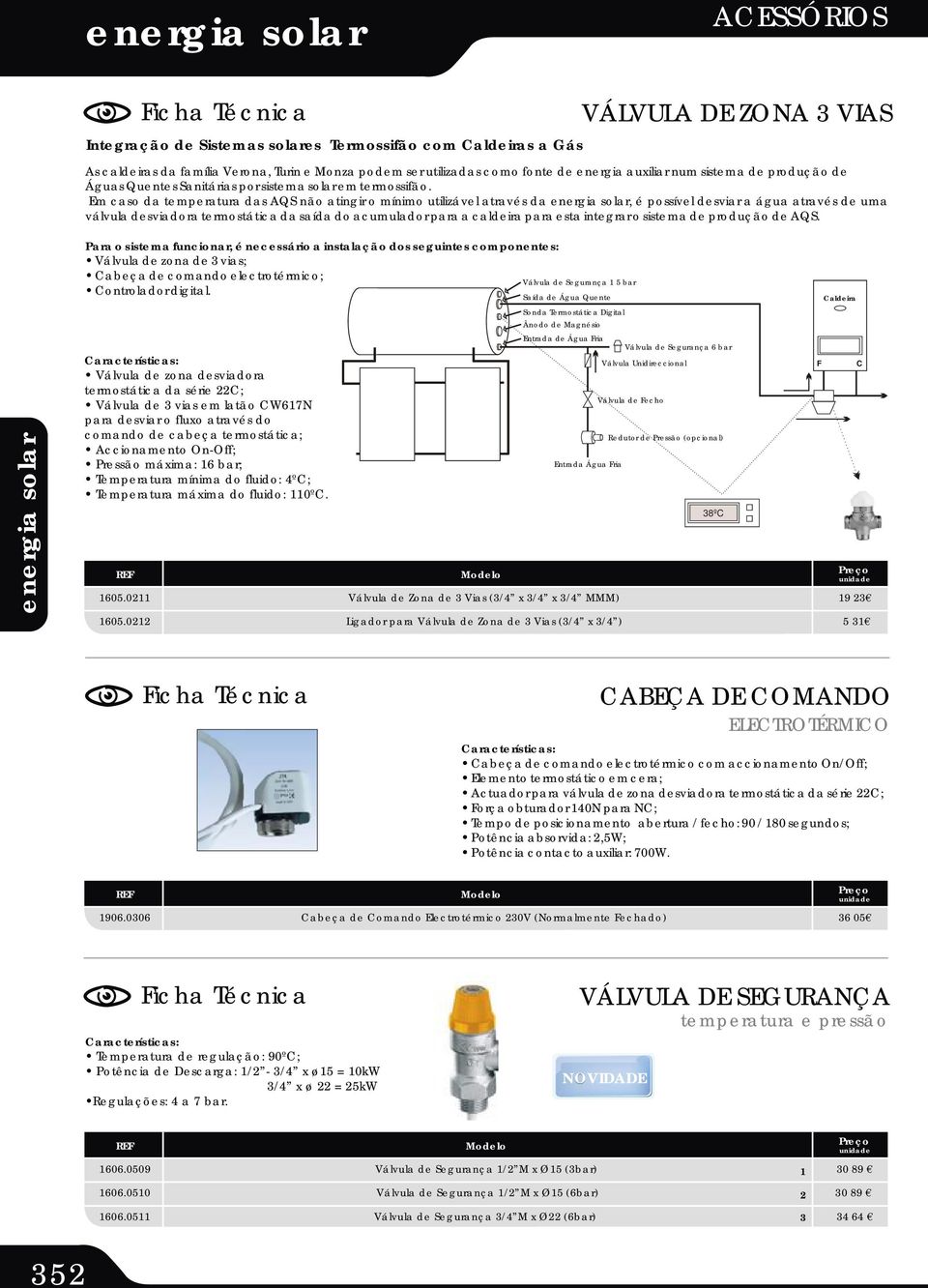 Em caso da temperatura das AQS não atingir o mínimo utilizável através da, é possível desviar a água através de uma válvula desviadora termostática da saída do acumulador para a caldeira para esta