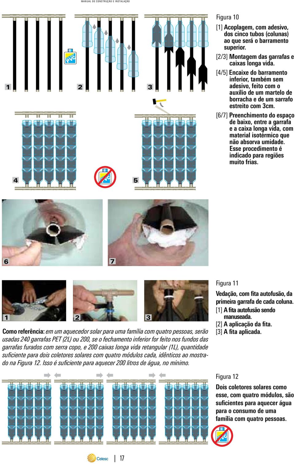 [6/7] Preenchimento do espaço de baixo, entre a garrafa e a caixa longa vida, com material isotérmico que não absorva umidade. Esse procedimento é indicado para regiões muito frias.