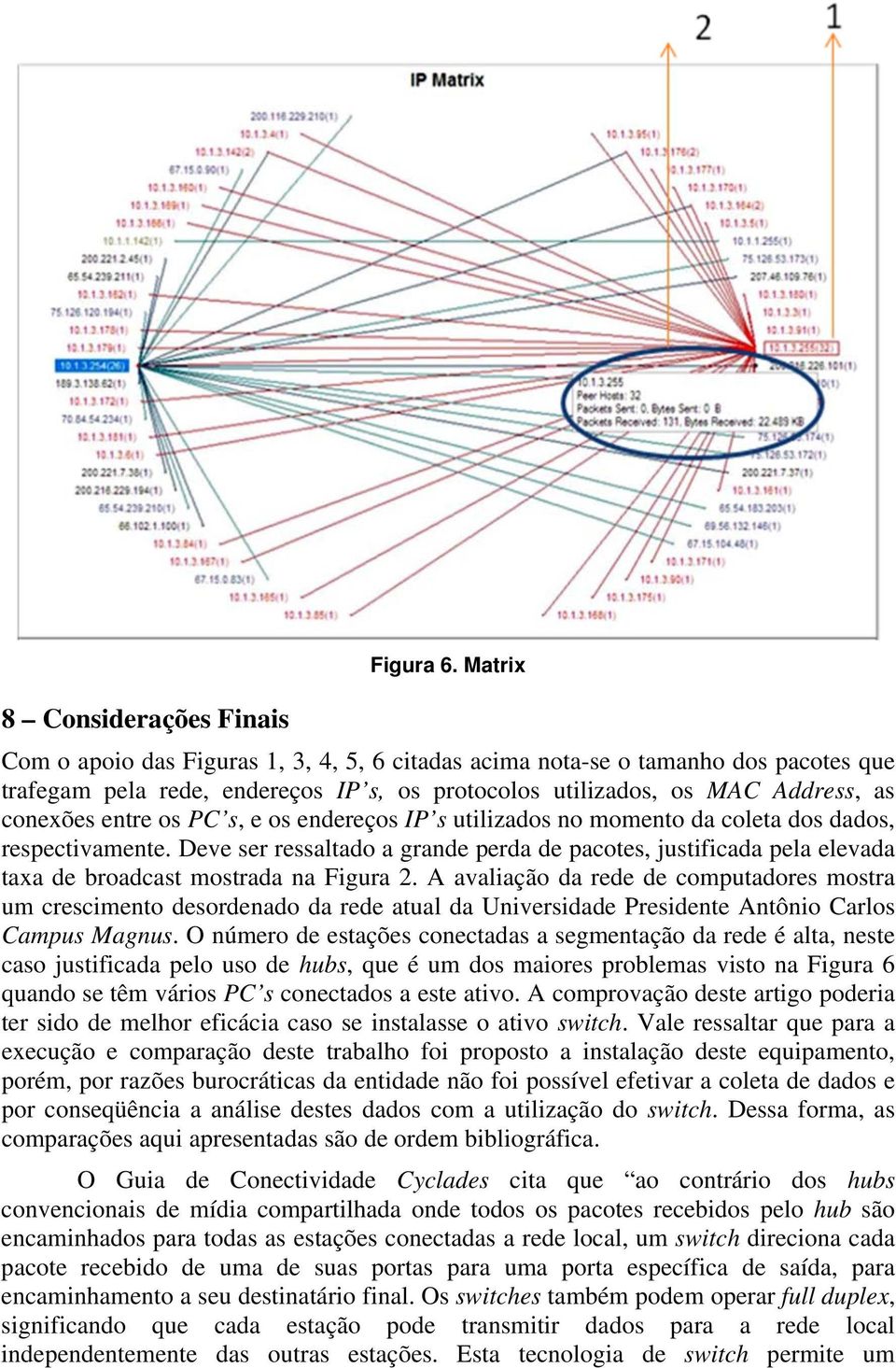 os endereços IP s utilizados no momento da coleta dos dados, respectivamente. Deve ser ressaltado a grande perda de pacotes, justificada pela elevada taxa de broadcast mostrada na Figura 2.