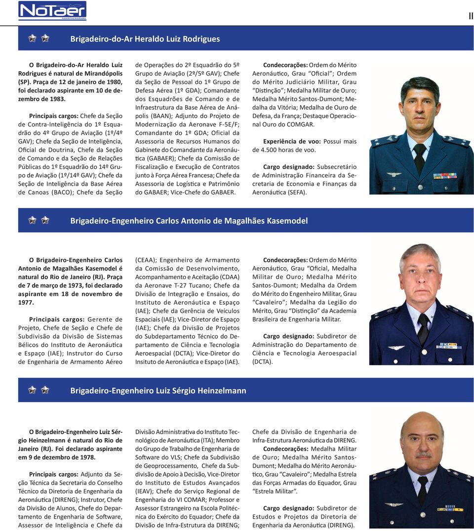 de Relações Públicas do 1º Esquadrão do 14º Grupo de Aviação (1º/14º GAV); Chefe da Seção de Inteligência da Base Aérea de Canoas (BACO); Chefe da Seção de Operações do 2º Esquadrão do 5º Grupo de