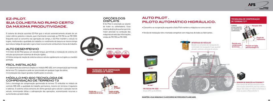 Enquanto você se concentra nas operações de campo, o EZ-Pilot mantém o veículo no trajeto, melhorando a qualidade do trabalho e o rendimento da lavoura ao mesmo tempo que reduz a fadiga do operador e