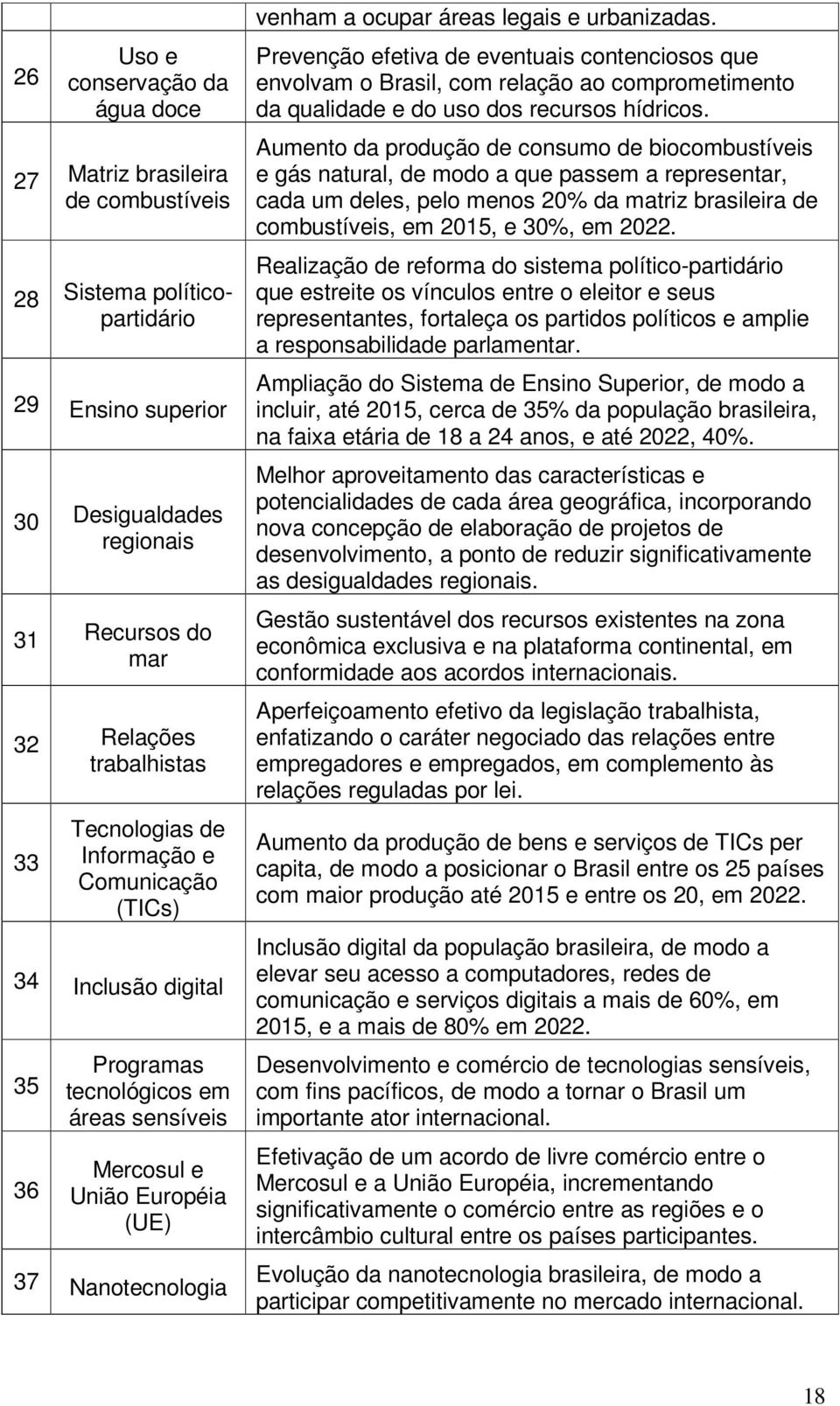 urbanizadas. Prevenção efetiva de eventuais contenciosos que envolvam o Brasil, com relação ao comprometimento da qualidade e do uso dos recursos hídricos.