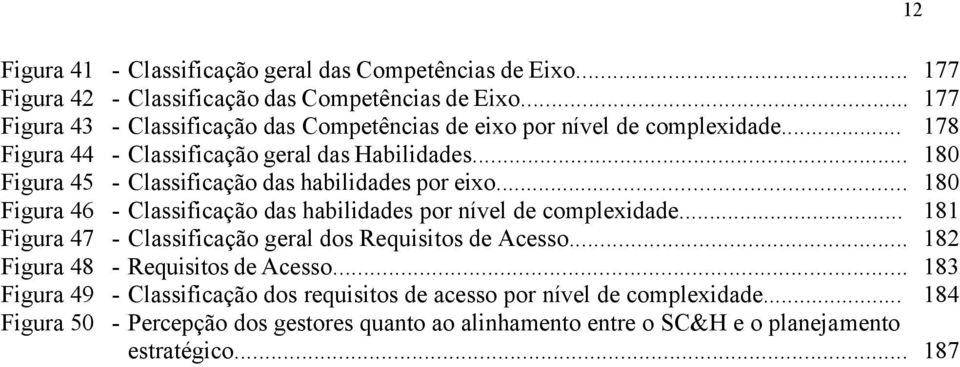 .. - Classificação das habilidades por eixo... - Classificação das habilidades por nível de complexidade... - Classificação geral dos Requisitos de Acesso.