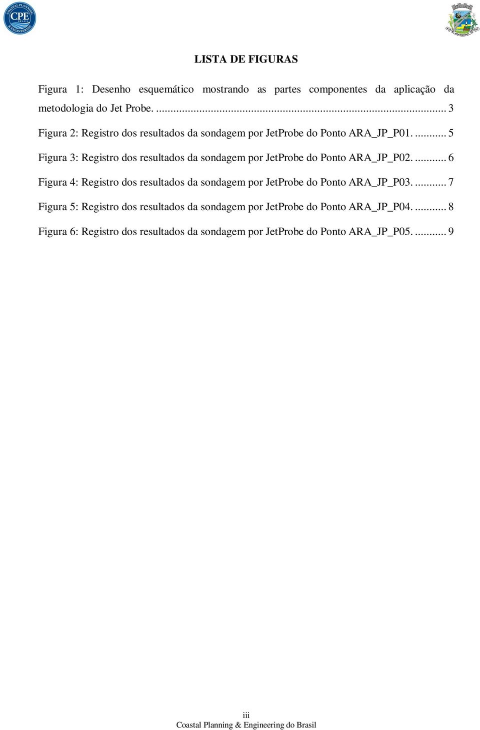 ... 5 Figura 3: Registro dos resultados da sondagem por JetProbe do Ponto ARA_JP_P02.