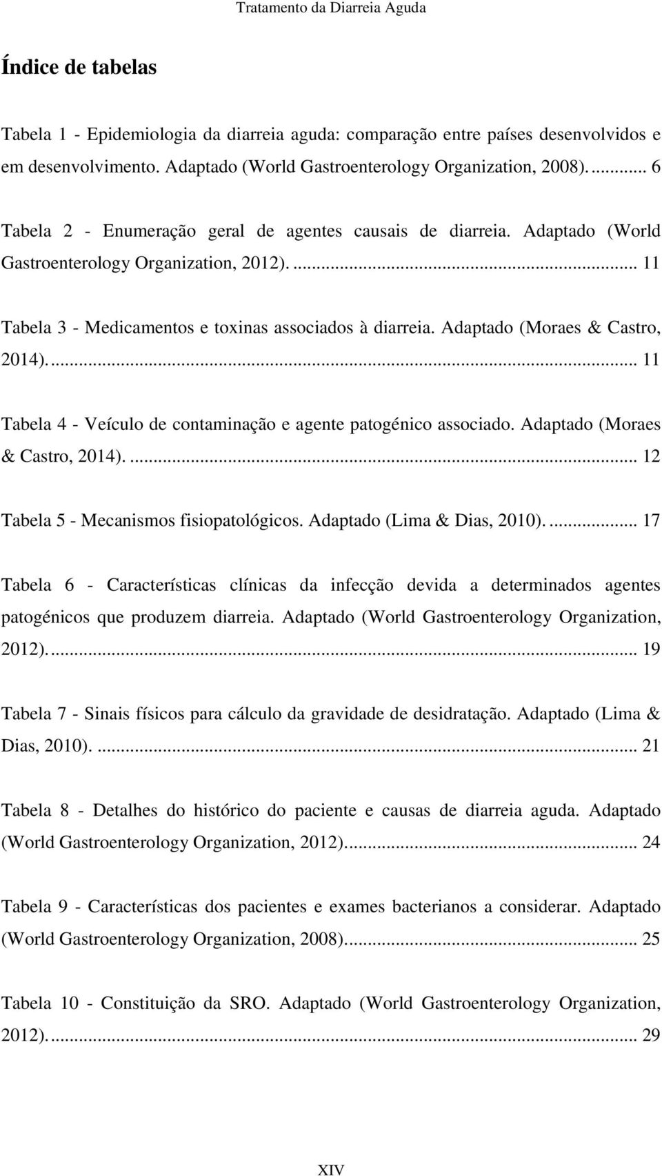 Adaptado (Moraes & Castro, 2014).... 11 Tabela 4 - Veículo de contaminação e agente patogénico associado. Adaptado (Moraes & Castro, 2014).... 12 Tabela 5 - Mecanismos fisiopatológicos.
