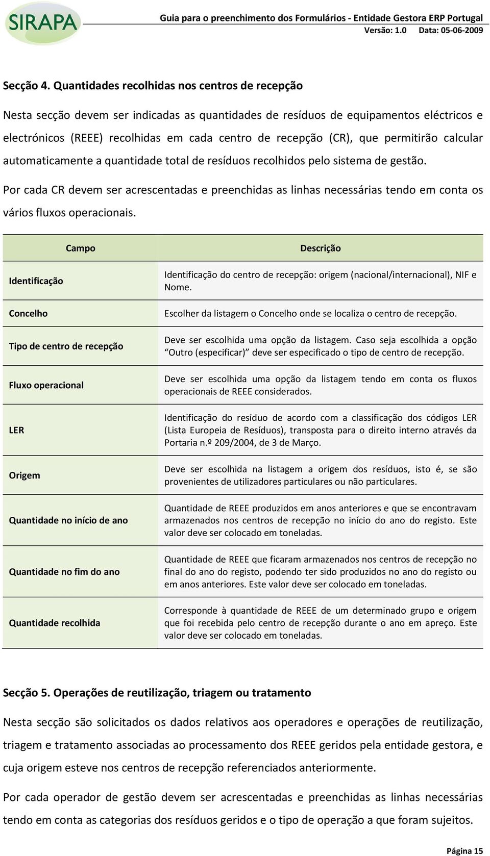 que permitirão calcular automaticamente a quantidade total de resíduos recolhidos pelo sistema de gestão.