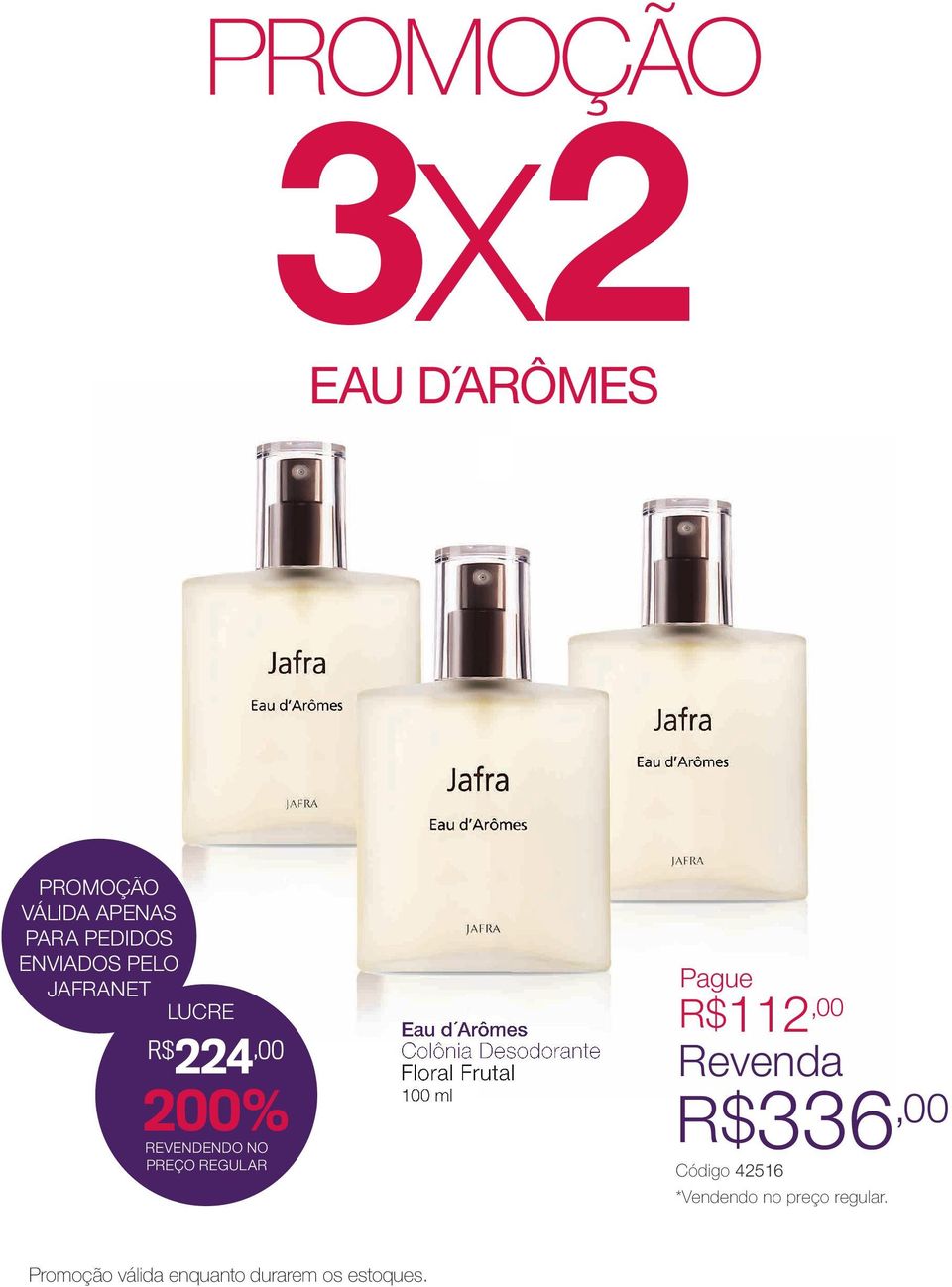 REGULAR Eau d Arômes Colônia Desodorante Floral Frutal 100 ml