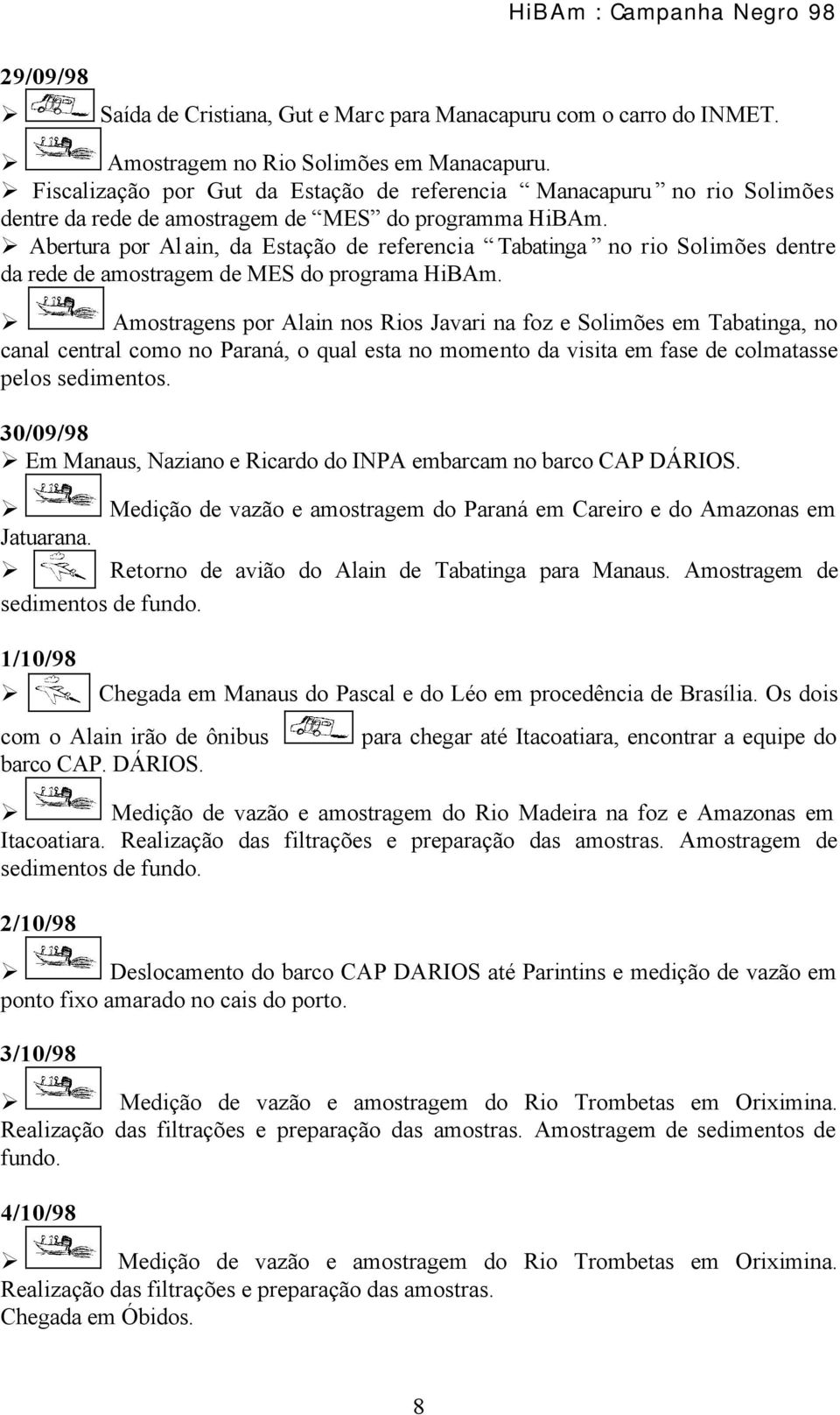 Abertura por Alain, da Estação de referencia Tabatinga no rio Solimões dentre da rede de amostragem de MES do programa HiBAm.