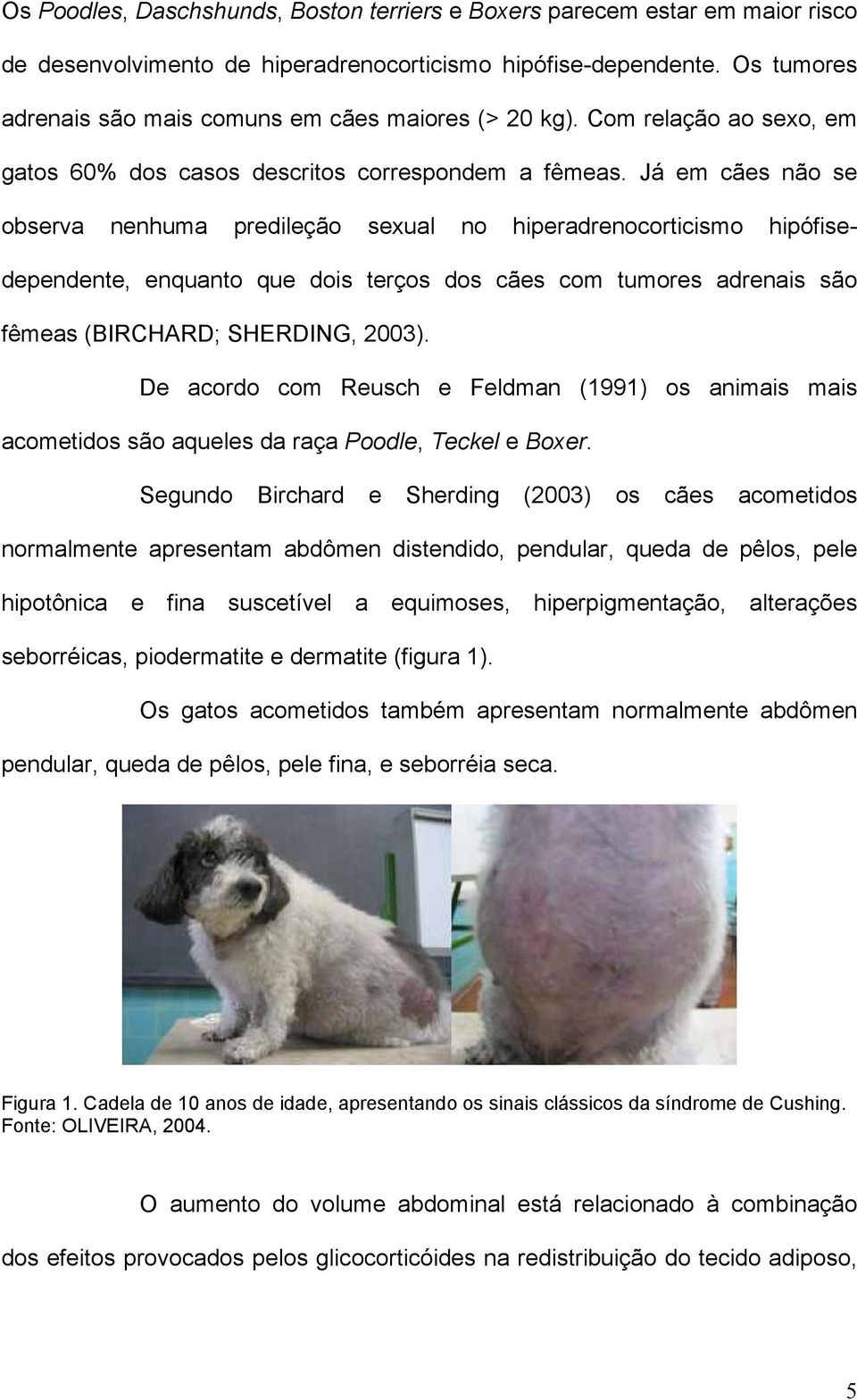 Já em cães não se observa nenhuma predileção sexual no hiperadrenocorticismo hipófisedependente, enquanto que dois terços dos cães com tumores adrenais são fêmeas (BIRCHARD; SHERDING, 2003).