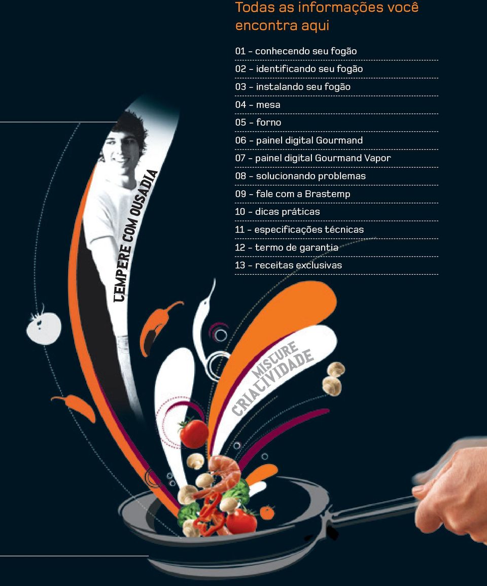 painel digital Gourmand Vapor 08 - solucionando problemas 09 - fale com a Brastemp 10 -