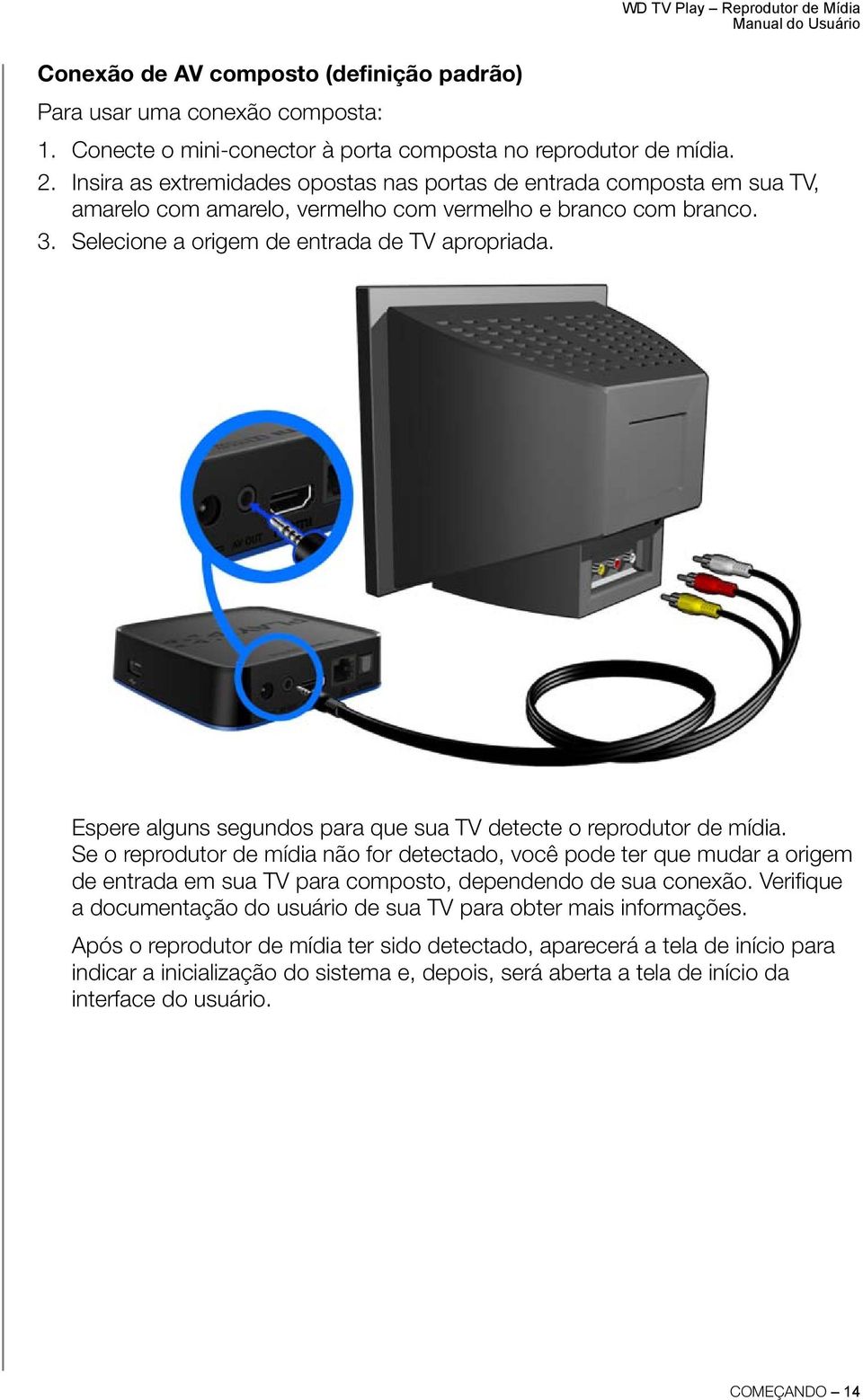 Espere alguns segundos para que sua TV detecte o reprodutor de mídia.