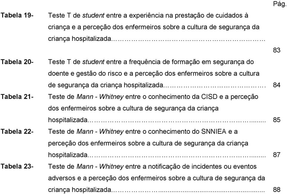 de formação em segurança do doente e gestão do risco e a perceção dos enfermeiros sobre a cultura de segurança da criança hospitalizada.