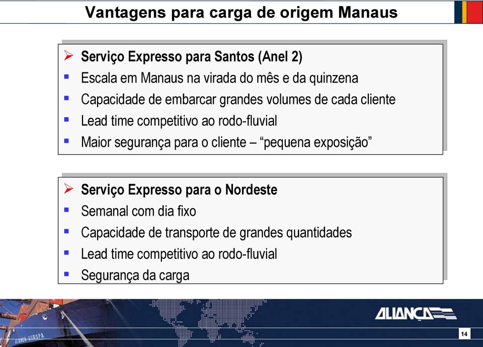 rodo-fluvial Maior segurança para o cliente pequena exposição Serviço Expresso para o Nordeste Semanal com