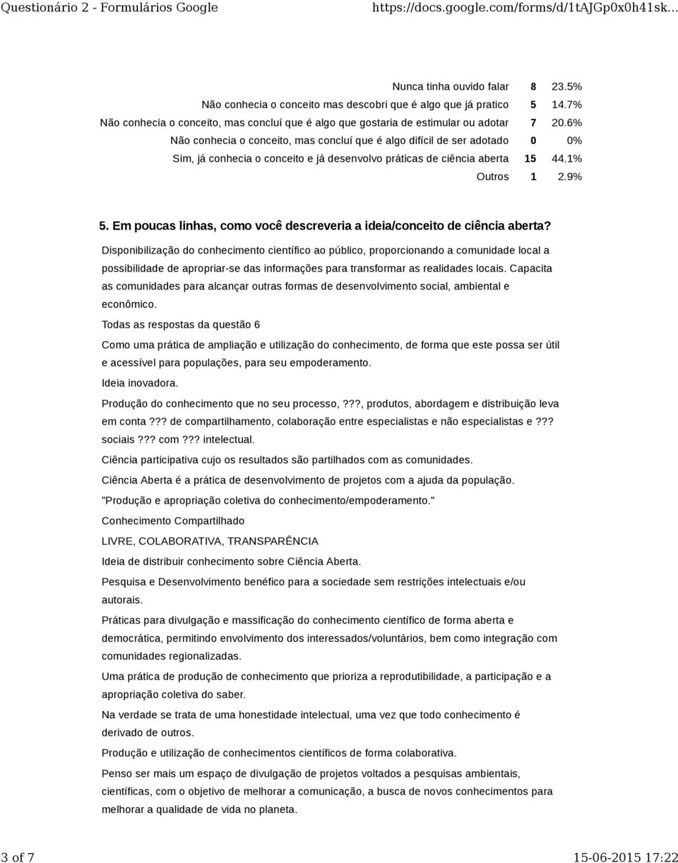 Em poucas linhas, como você descreveria a ideia/conceito de ciência aberta?