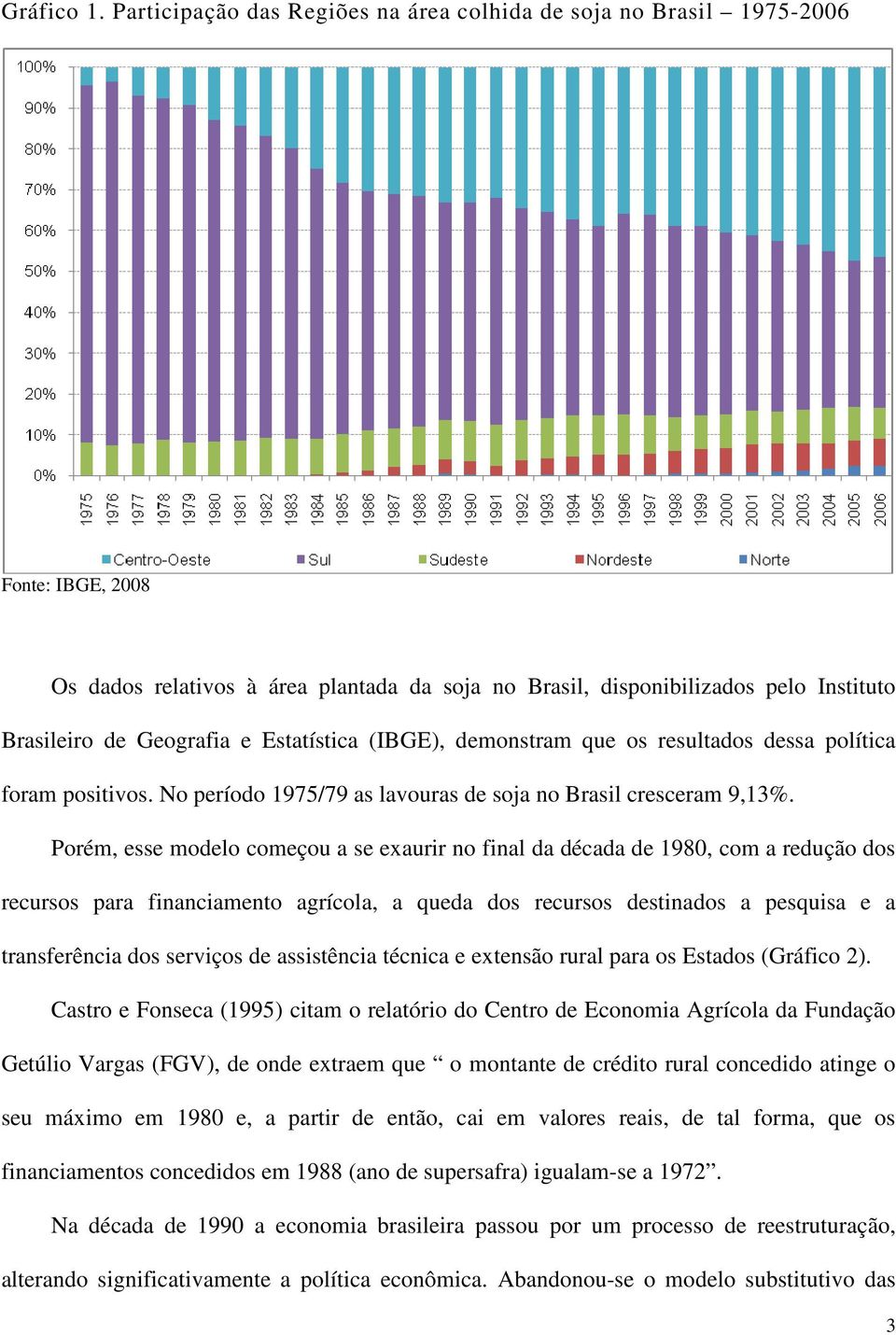 Estatística (IBGE), demonstram que os resultados dessa política foram positivos. No período 1975/79 as lavouras de soja no Brasil cresceram 9,13%.