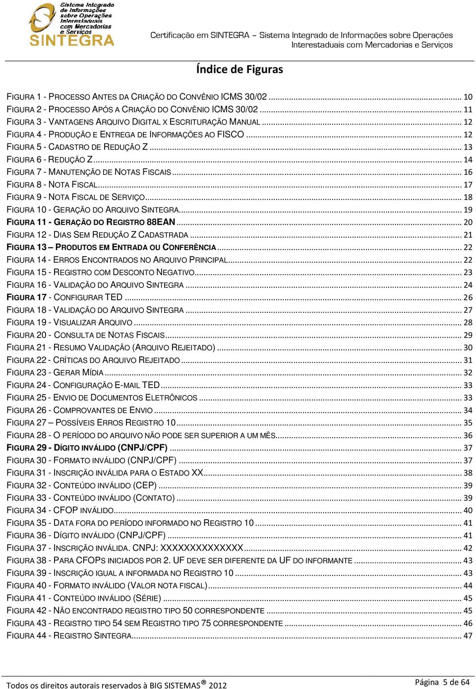 .. 14 FIGURA 7 - MANUTENÇÃO DE NOTAS FISCAIS... 16 FIGURA 8 - NOTA FISCAL... 17 FIGURA 9 - NOTA FISCAL DE SERVIÇO... 18 FIGURA 10 - GERAÇÃO DO ARQUIVO SINTEGRA.