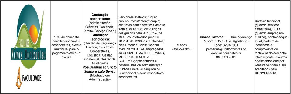 Cooperativas, Logística, Gestão Comercial, Gestão da Qualidade) Pós Graduação Sricto Sensu e Lato Sensu (Mestrado em Administração)